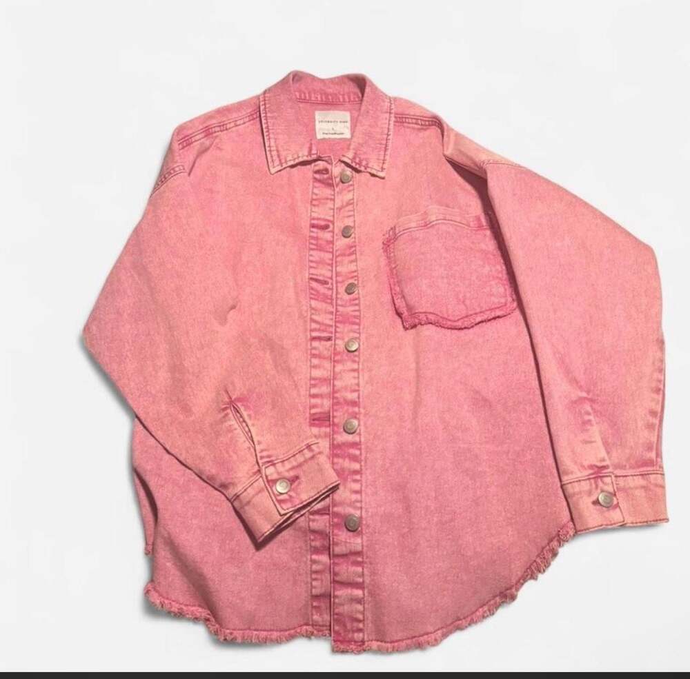 Celebrity Pink Women's Denim Jacket Coat Top Y2K Frey Curved Hem XXL
